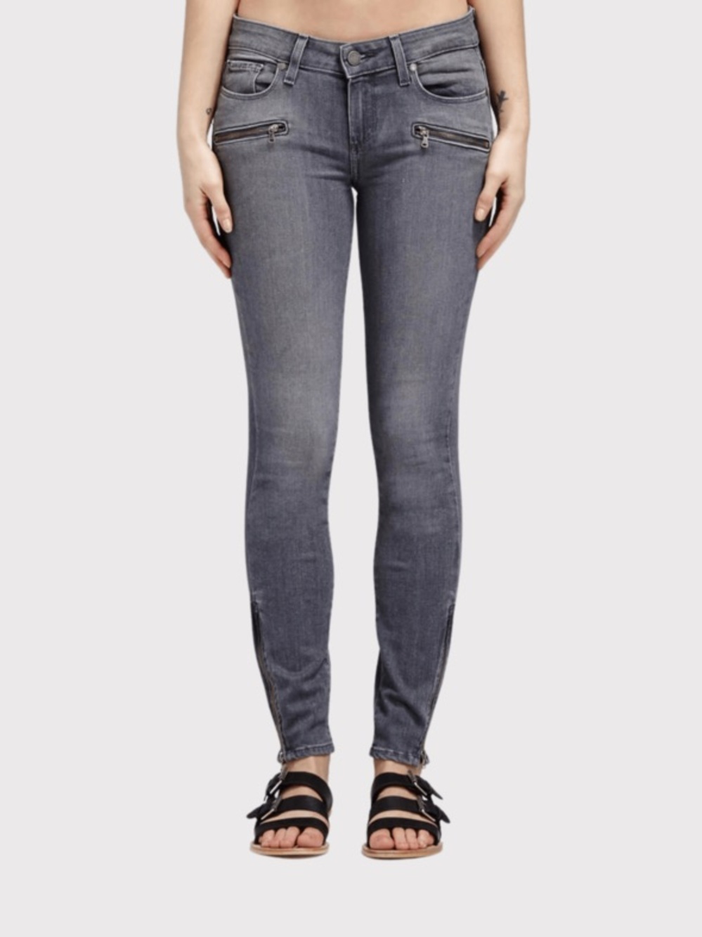 Paige Women's Skinny Jane Grey Zip-Front Jeans Nwot